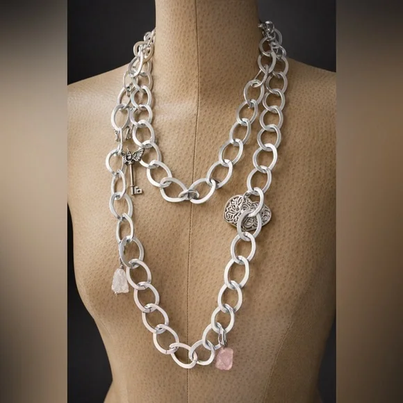 NWT 3-Pack Statement Chain Necklace Set | Silver Charm & Shell | Special Deal💥 - Picture 6 of 9